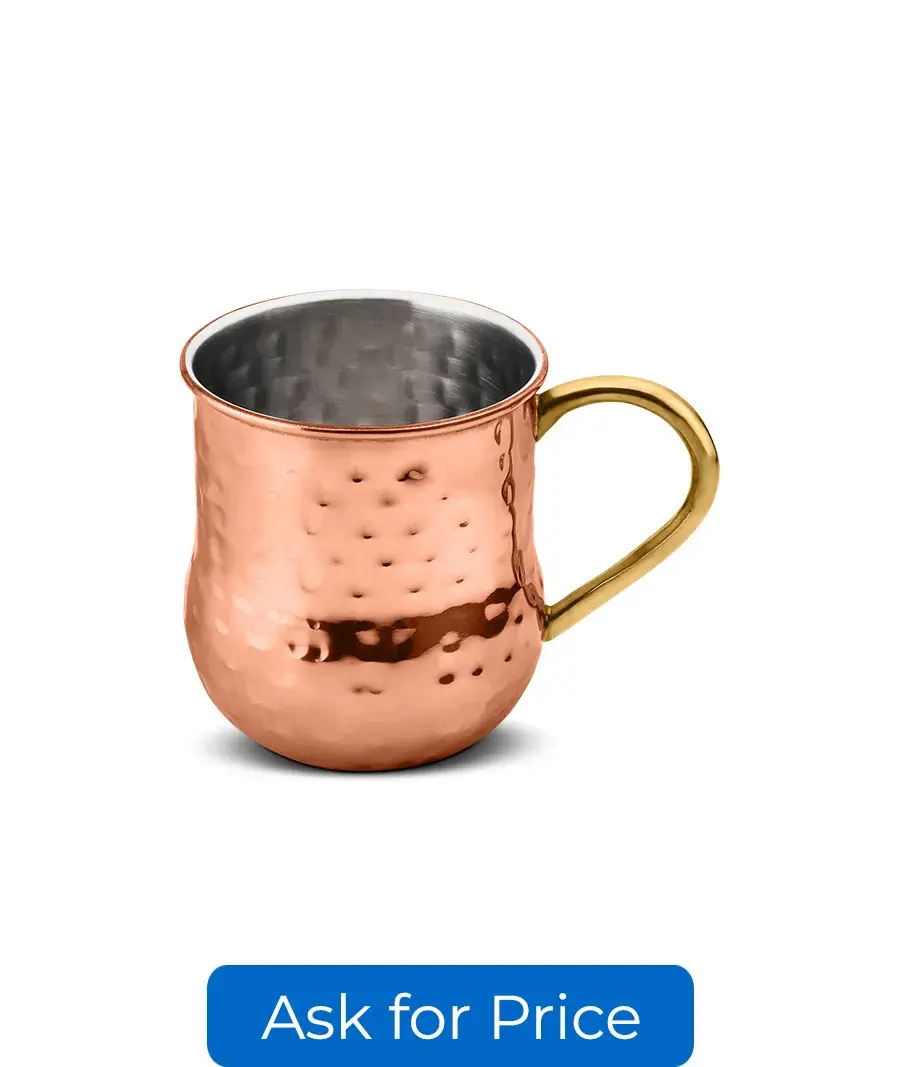 Bear Mug Hammered Lota (Copper Platting with SS Handle)