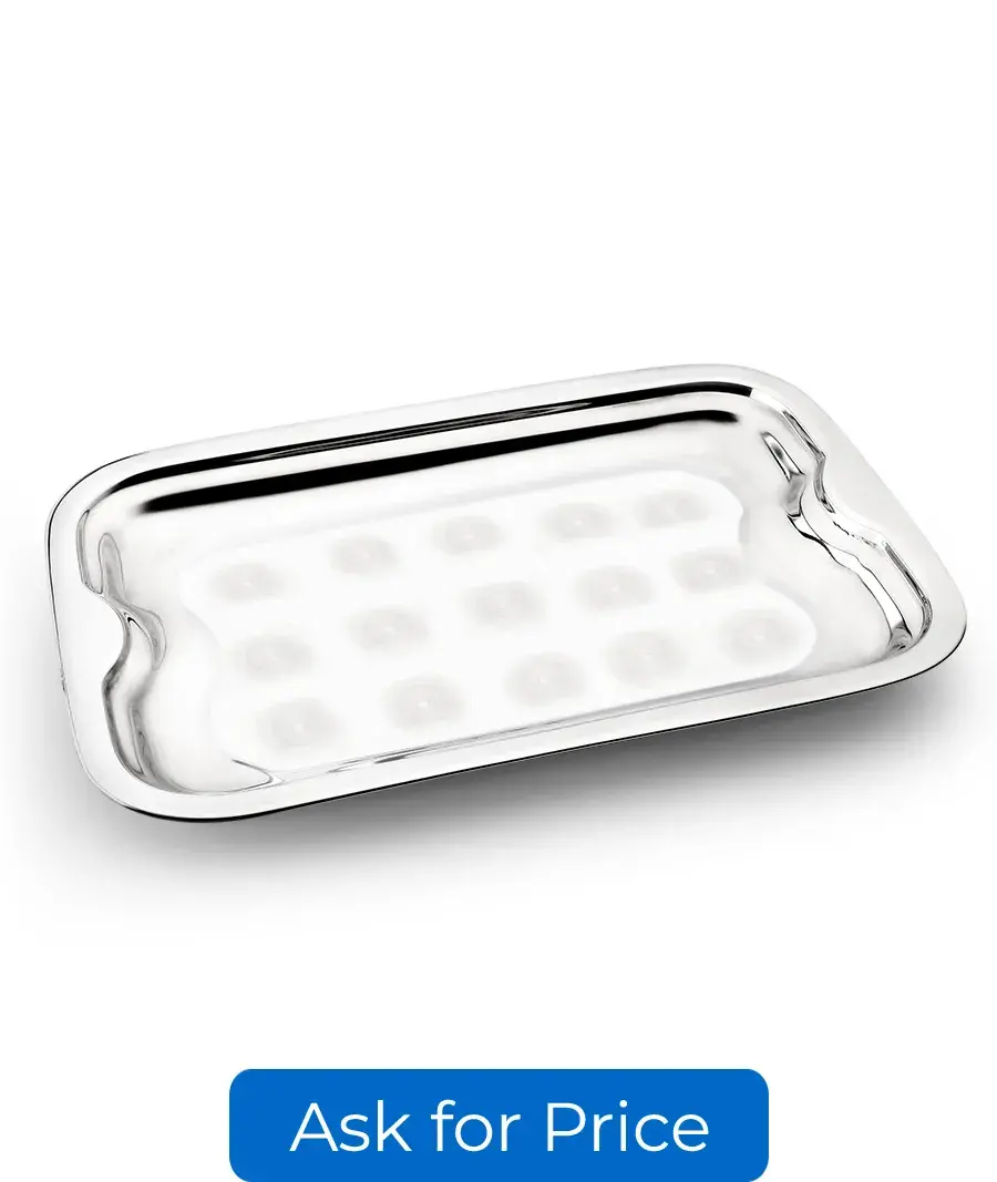 Rectangular Tray Strep with Silver Design-25 CM